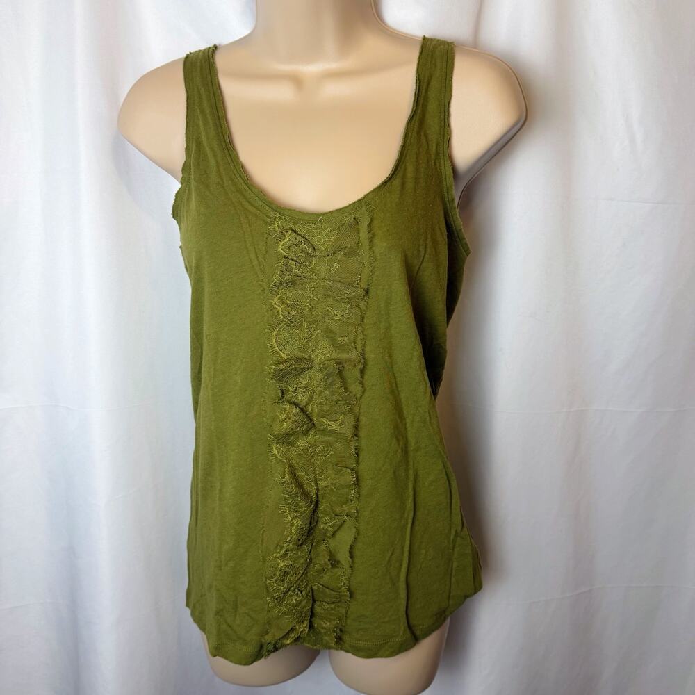 J.Crew Green Cotton Linen Lace Tank Top Womens S Boho Fairy Grunge Y2K Cottage